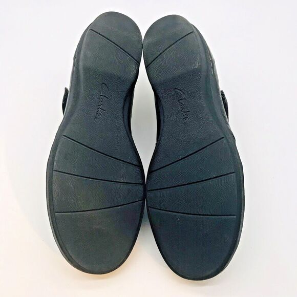 Clarks Collection Soft Cushion Hook & Loop Shoe Women's 9W Brown Leather Loafers - Picture 8 of 11